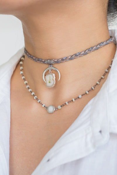 Necklace - Chan Luu Gray Solar Quartz Choker - Girl Intuitive - Chan Luu -