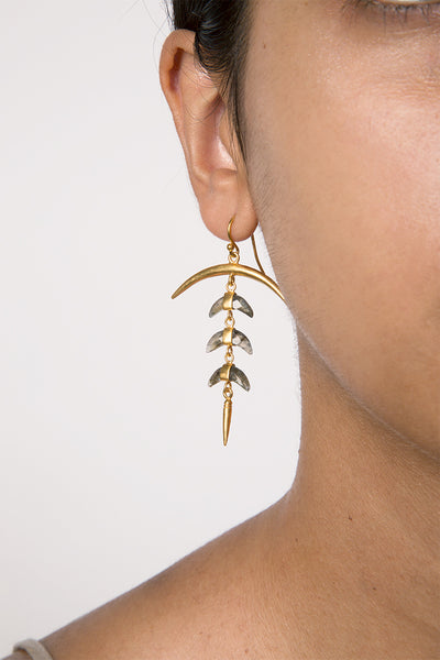 earrings - Chan Luu Labradorite Crescent Earrings in Gold (Pre-Order) - Girl Intuitive - Chan Luu -