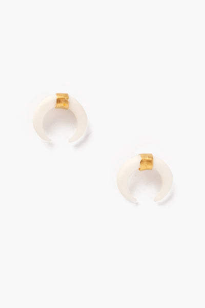 earrings - Chan Luu White Bone Horn Gold Stud Earrings - Girl Intuitive - Chan Luu -