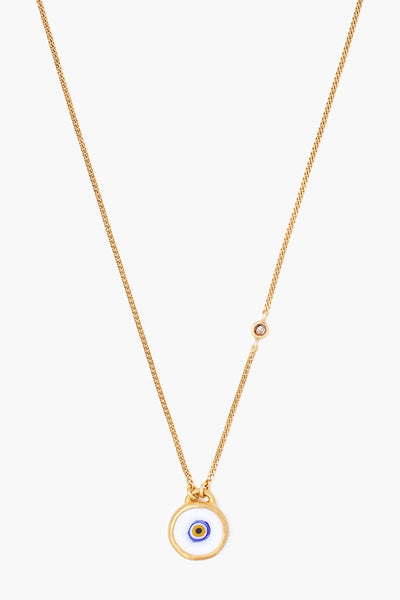 Necklace - Chan Luu White Evil Eye Necklace With Champagne Diamond (Pre-Order) - Girl Intuitive - Chan Luu -