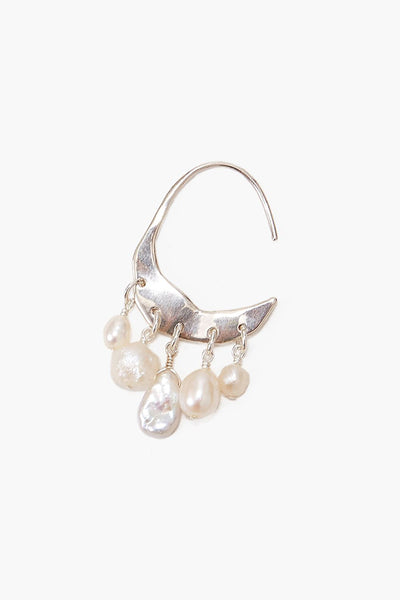 earrings - Chan Luu Petite Crescent White Pearl And Silver Hoop Earrings - Girl Intuitive - Chan Luu -