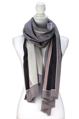 Scarves - Color Block Design Scarf - Girl Intuitive - Island Imports - Grey