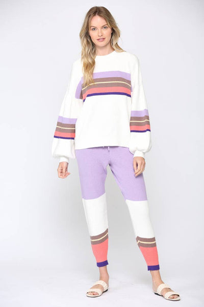 Sweater - Balloon Sleeve Color Block Sweater with Matching Face Mask - Girl Intuitive - Fate -