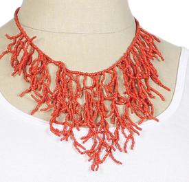 Necklace - Coral Bead Branch Bib Necklace - Girl Intuitive - zad -