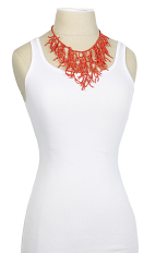 Necklace - Coral Bead Branch Bib Necklace - Girl Intuitive - zad -