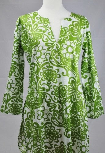 Tunic - Cotton Tunic Top in Retro Green - Girl Intuitive - Dolma -