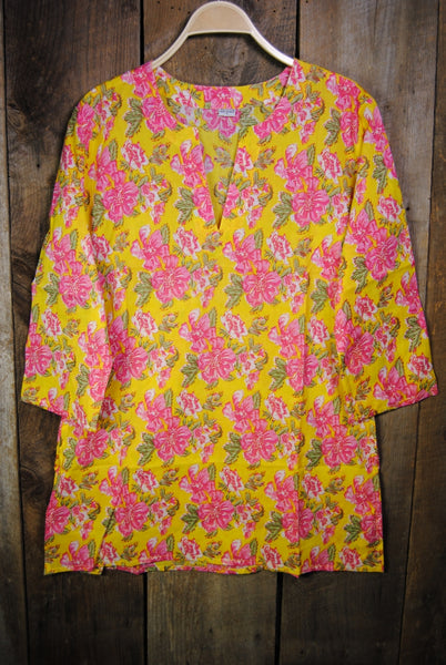 Tunic - Cotton Tunic Top Marigold Yellow - Girl Intuitive - Nusantara -