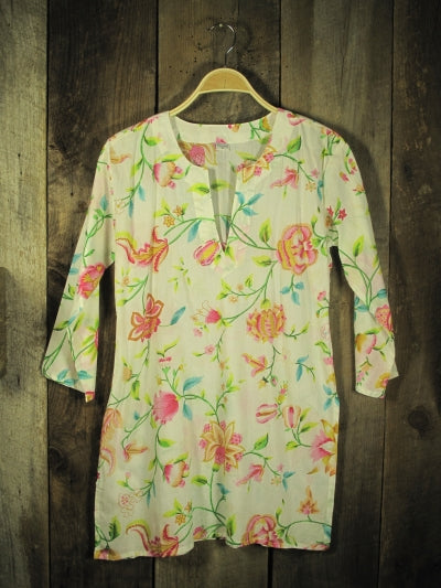 Tunic - Cotton Tunic Delicate Bright Floral - Girl Intuitive - Nusantara -