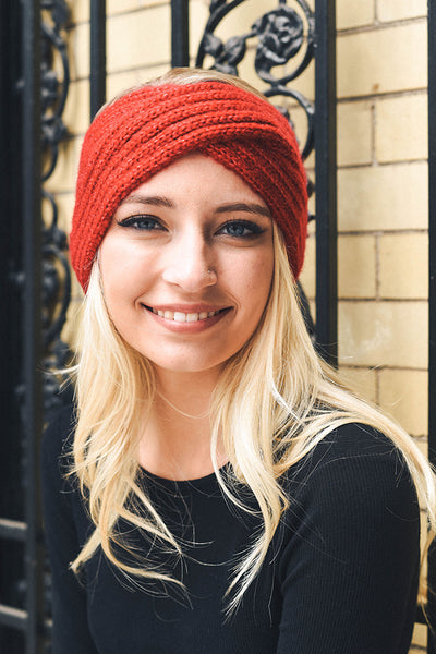 Headband - Cross Over Knit Headband - Girl Intuitive - Leto - One Size / Red