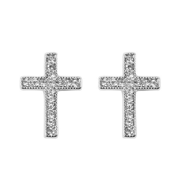 earrings - Cross Stud Earrings - Girl Intuitive - MYS Wholesale Inc - Silver