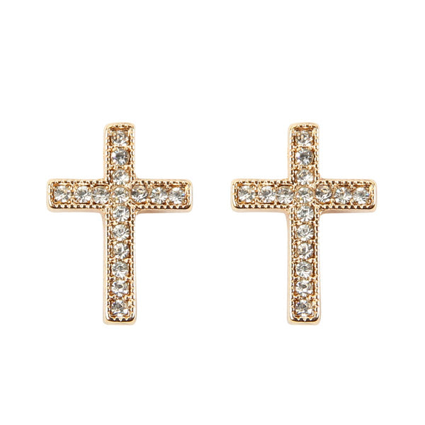 earrings - Cross Stud Earrings - Girl Intuitive - MYS Wholesale Inc - Gold