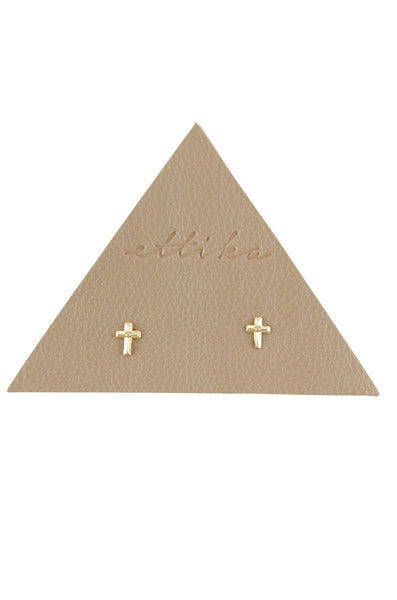 earrings - Lucky Cross Stud Earrings - Girl Intuitive - Ettika -