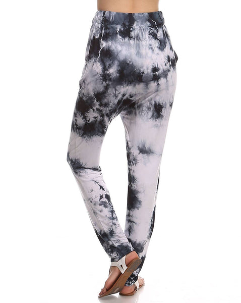 Pants - Dark Gray and White Crystal Tie Dye Joggers with Pockets - Girl Intuitive - Urban X -