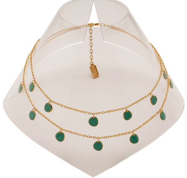 Necklace - Karine Sultan Delicate Enamel Beads Necklace - Girl Intuitive - Karine Sultan - Green