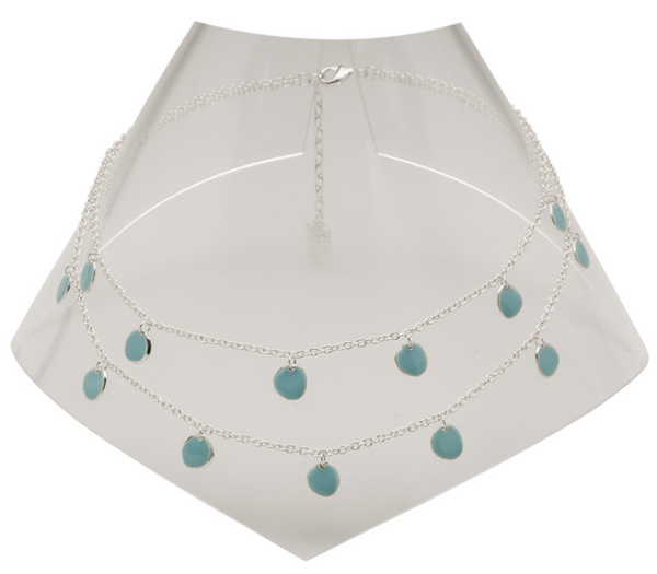 Necklace - Karine Sultan Delicate Enamel Beads Necklace - Girl Intuitive - Karine Sultan - Blue