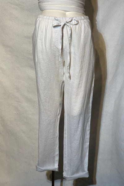 Pants - Dolma Slim Cut Linen Pants - Girl Intuitive - Dolma - S / White