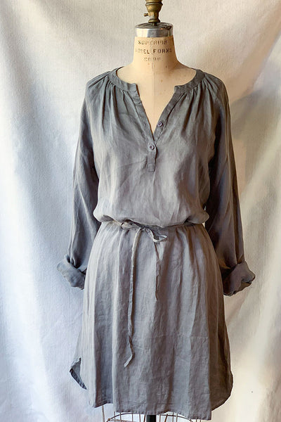 Dresses - Dolma Linen Shirtdress - Girl Intuitive - Dolma - S / Gray