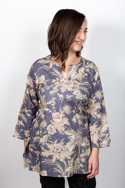 Tunic - Dolma Dusty Blue Cotton Tunic Top - Girl Intuitive - Dolma -