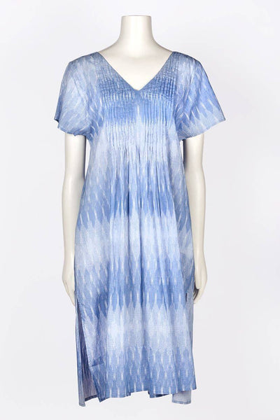 Dresses - Gaia Ikat Dye Tunic Dress - Girl Intuitive - Dolma - S / Blue