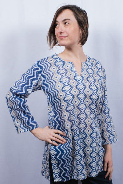 Tunic - Cotton Tunic Top Bijou Blue - Girl Intuitive - Dolma -