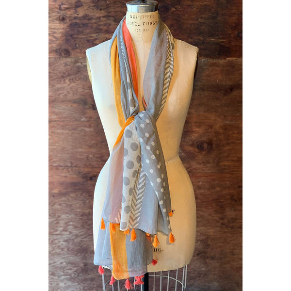 Scarves - Dolma Cotton Scarf Orange Tassels - Girl Intuitive - Dolma -