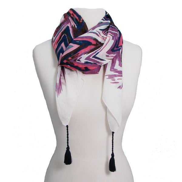 Scarves - Flamestitch Scarf Pink - Girl Intuitive - WorldFinds -