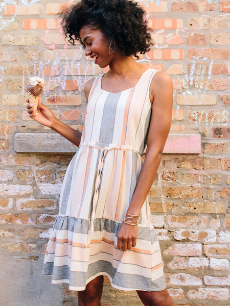 Dresses - Mata Traders Mondrian Dress Pastel Stripes - Girl Intuitive - Mata Traders -