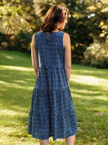 Dresses - Mata Traders Santa Monica Dress Blue Dots - Girl Intuitive - Mata Traders -