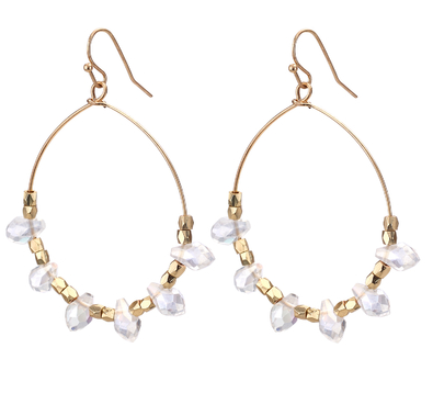 earrings - Drop Hoop Earring with Teardrop Beads - Girl Intuitive - Island Imports -
