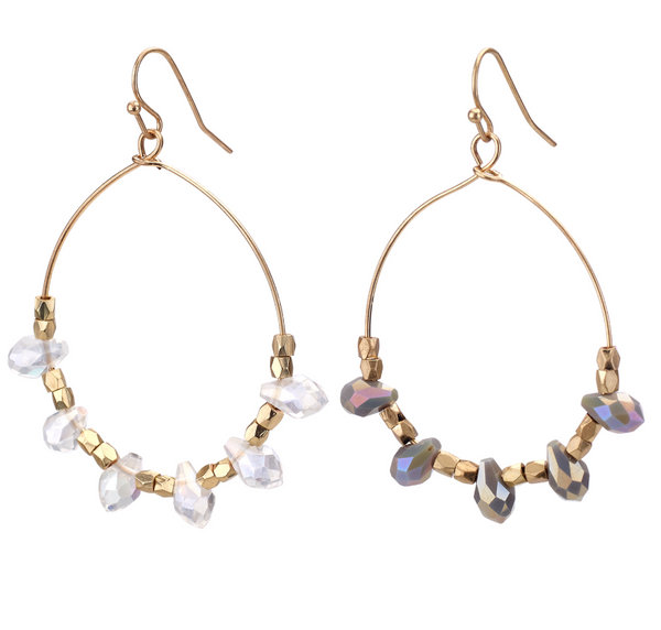 earrings - Drop Hoop Earring with Teardrop Beads - Girl Intuitive - Island Imports -