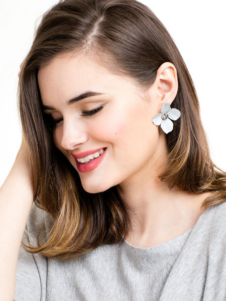 earrings - Flower Statement Stud Earrings - Girl Intuitive - Zenzii -