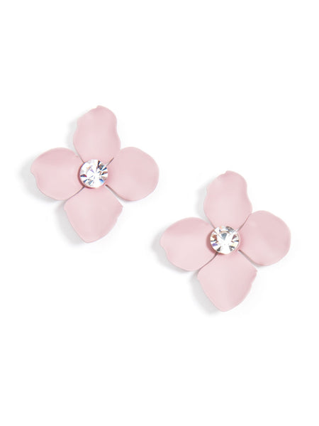 earrings - Flower Statement Stud Earrings - Girl Intuitive - Zenzii - Pink