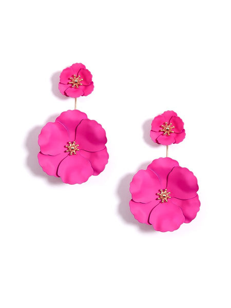 earrings - Flower Power Drop Earrings - Girl Intuitive - Zenzii - Hot Pink