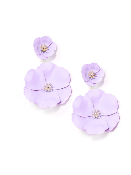 earrings - Flower Power Drop Earrings - Girl Intuitive - Zenzii - Purple