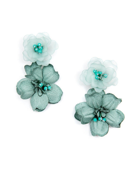earrings - Realistic Floral Drop Earrings - Girl Intuitive - Zenzii - Green