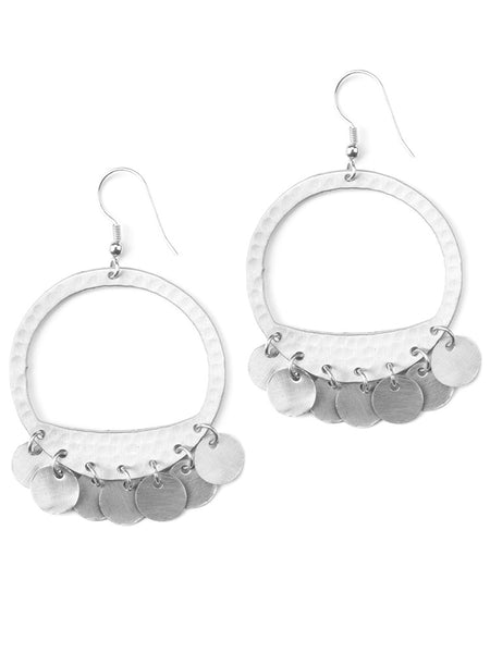 earrings - Moon Fringe Earrings Silver - Girl Intuitive - Mata Traders -
