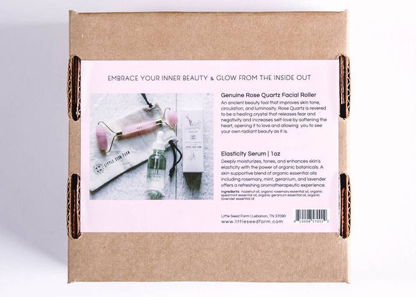 SkinCare - Rose Quartz Roller + Elasticity Serum Gift Set - Girl Intuitive - Little Seed Farm -