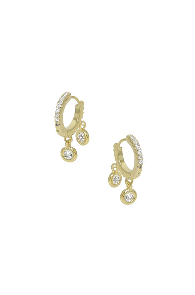 earrings - Ettika Double Crystal Charm Mini Hoop Earrings - Girl Intuitive - Ettika -