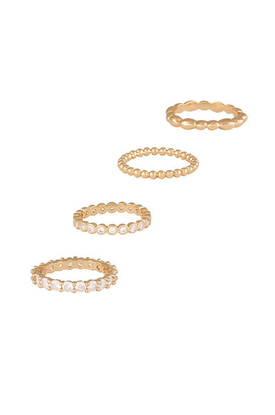 Ring - Ettika Mini Crystal Essentials Ring Stack in Gold - Girl Intuitive - Ettika -