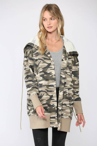 Jacket - Fate Camo Printed Terry Hooded Jacket - Girl Intuitive - Fate -