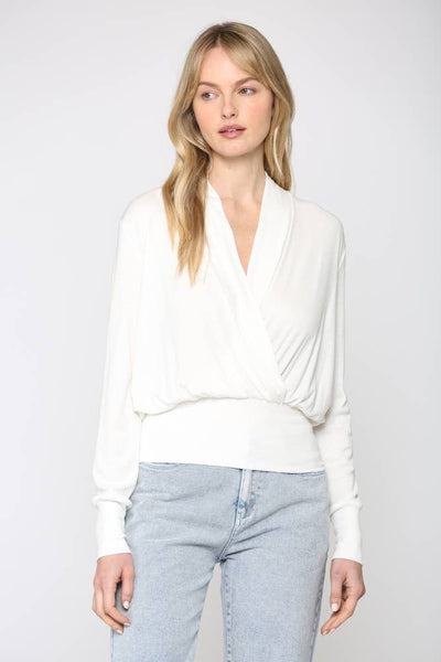 Top - Fate Ribbed Surplice Top - Girl Intuitive - Fate - S / White