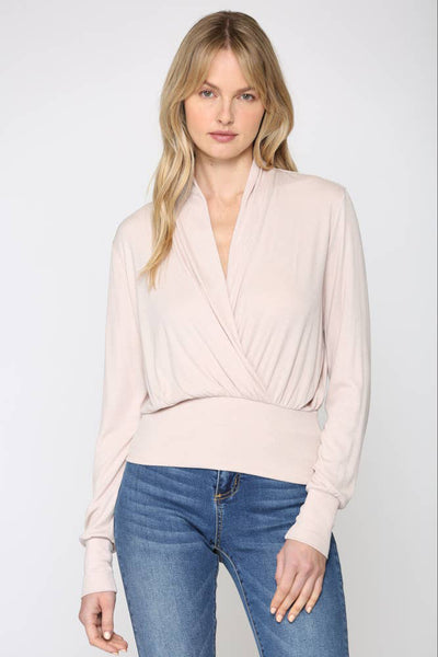 Top - Fate Ribbed Surplice Top - Girl Intuitive - Fate - S / Pink