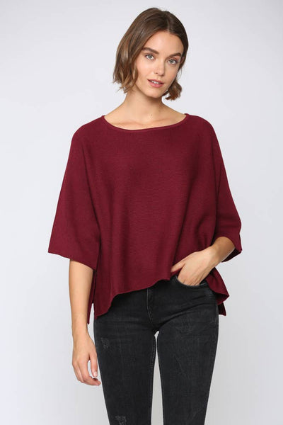 Top - Fate Cropped Knit Wide Short Sleeve Top - Girl Intuitive - Fate - S / Burgundy