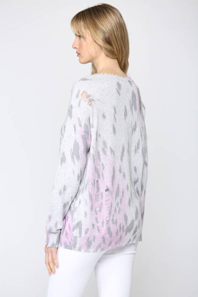 Sweater - Fate Animal Print Distressed Sweater - Girl Intuitive - Fate -
