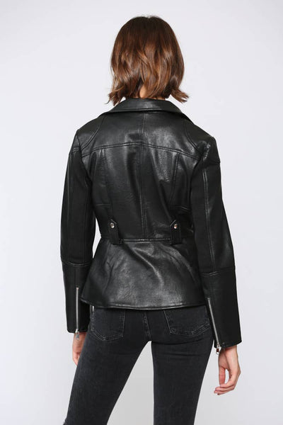 Jacket - Fate Peplum Faux Leather Biker Jacket - Girl Intuitive - Fate -