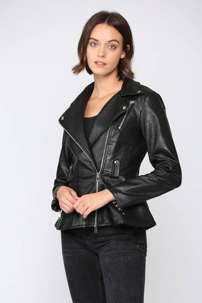Jacket - Fate Peplum Faux Leather Biker Jacket - Girl Intuitive - Fate -