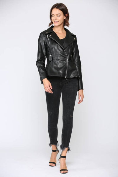 Jacket - Fate Peplum Faux Leather Biker Jacket - Girl Intuitive - Fate -