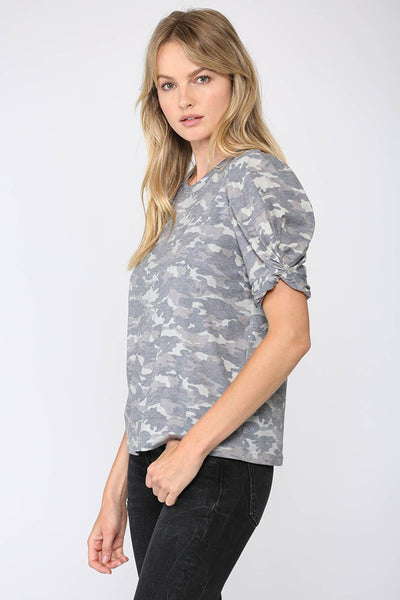 Top - Camo Twist Sleeve T-Shirt - Girl Intuitive - Fate -