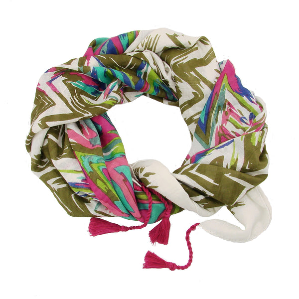 Scarves - Flamestitch Scarf Olive - Girl Intuitive - WorldFinds -
