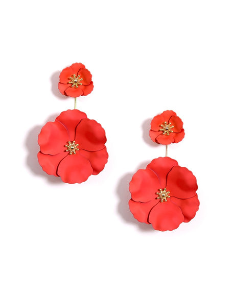 earrings - Flower Power Drop Earrings - Girl Intuitive - Zenzii - Red